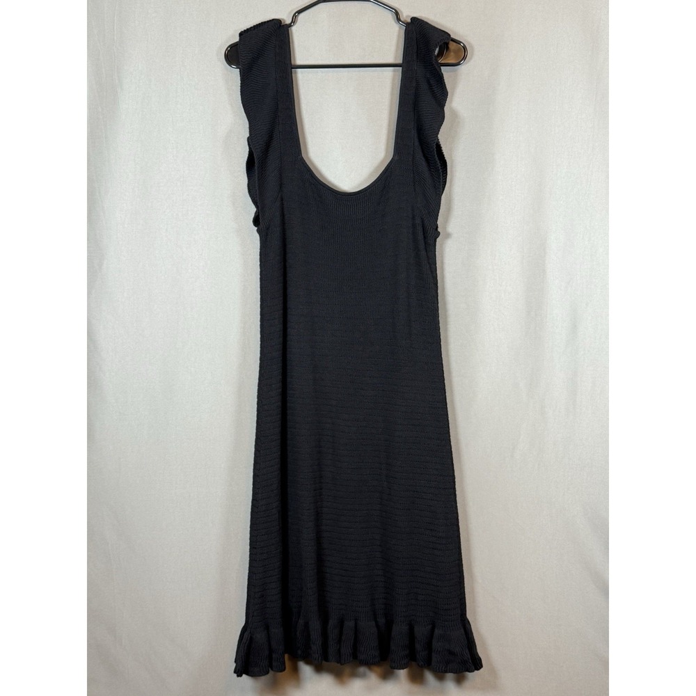 Revolve House of Harlow 1960 Crochet Knit Sweater Ruffle Dress Black Goth M